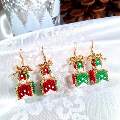 Beaded Christmas Present Earrings