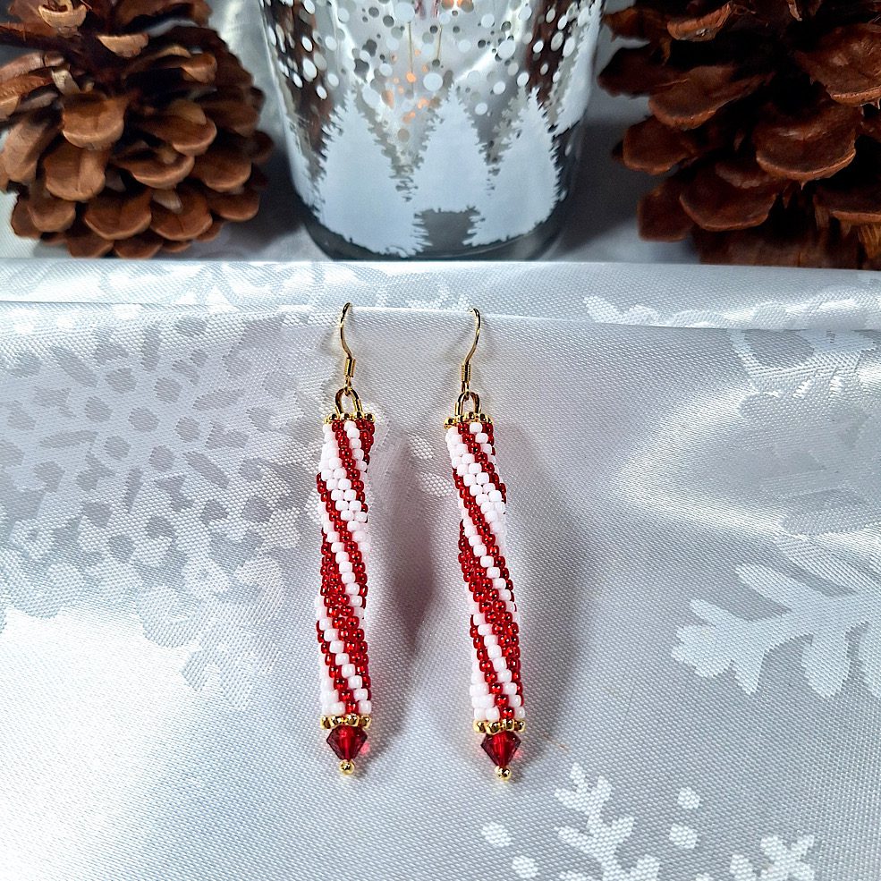 Candy Cane Lane Beaded Earrings