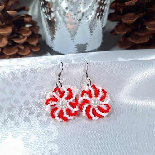 Holiday candy cane wreath earrings